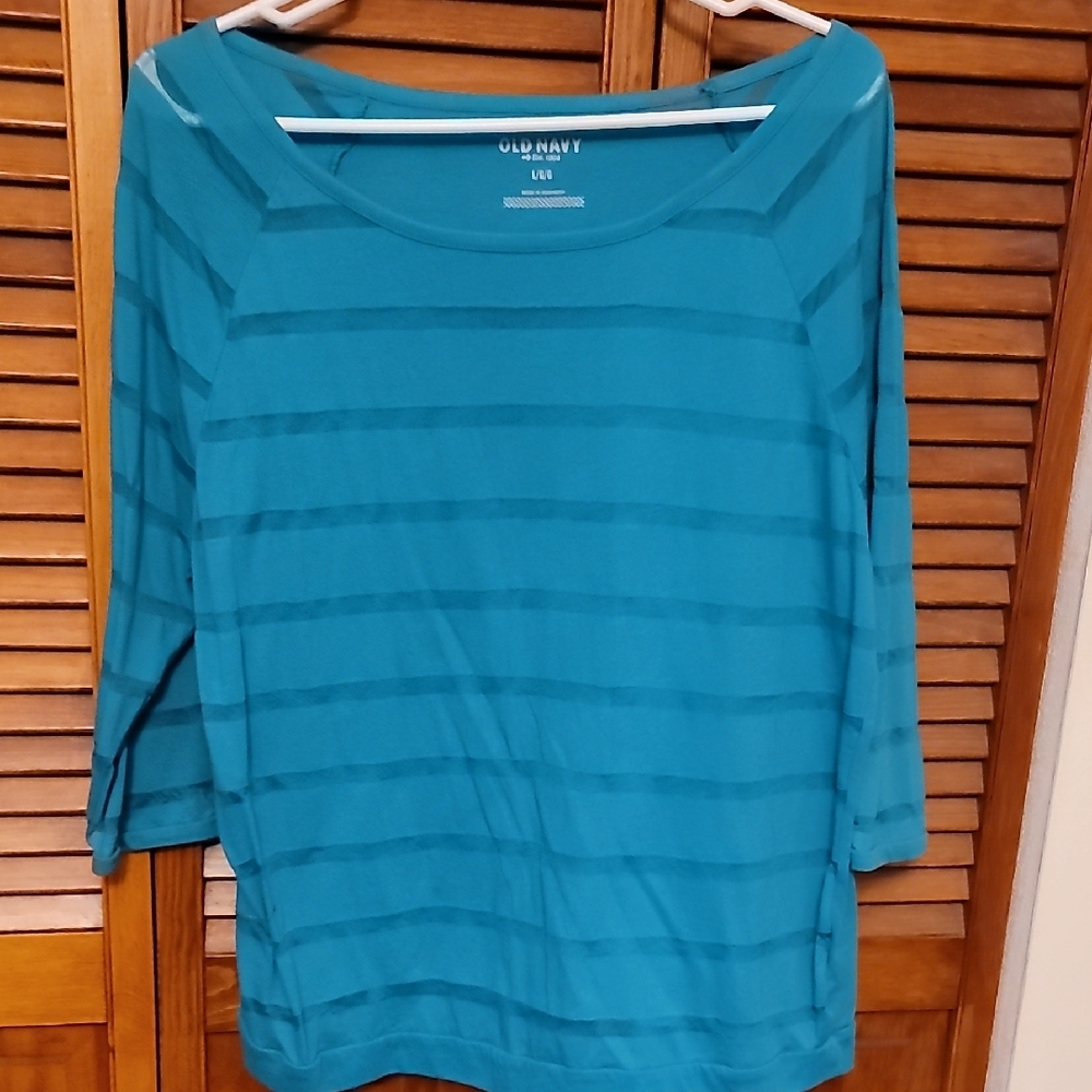 Old Navy Women's Green Striped Top